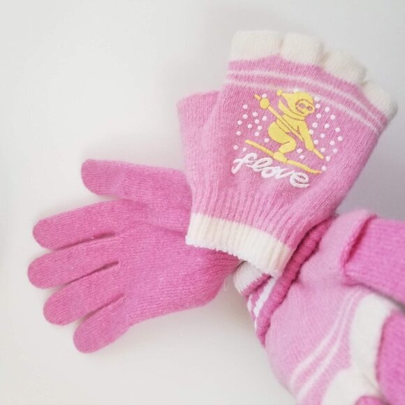 Set of 3 New Light Blue & Pink Combo Double Layered 2 in 1 Wool Blend Gloves - Picture 8 of 9